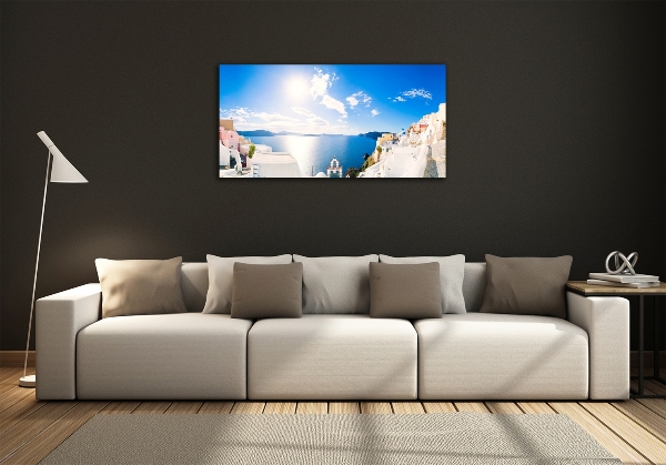 Cuadro de cristal templado moderno horizontal Santorini, Grecia