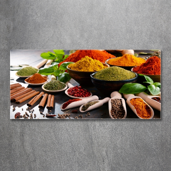 Cuadro decorativo de vidrio para salón horizontal Especias de colores