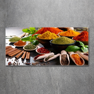 Cuadro decorativo de vidrio para salón horizontal Especias de colores