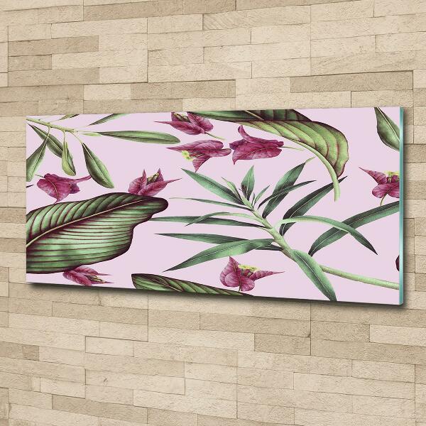 Foto en cristal de alta calidad con impresión uv horizontal flores tropicales