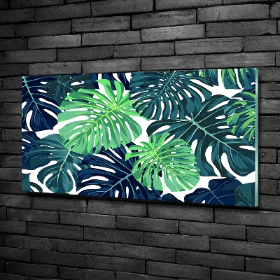 Impresión en cristal con acabado brillante horizontal hojas tropicales
