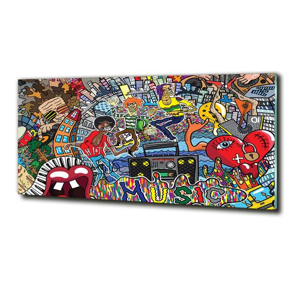 Cuadro decorativo de vidrio para salón horizontal Collage musical