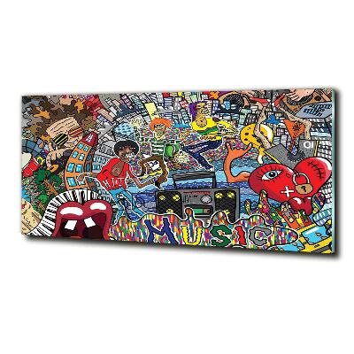 Cuadro decorativo de vidrio para salón horizontal Collage musical