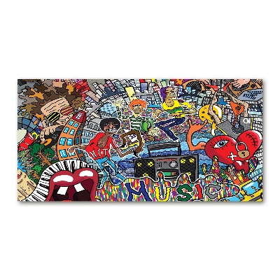 Cuadro decorativo de vidrio para salón horizontal Collage musical
