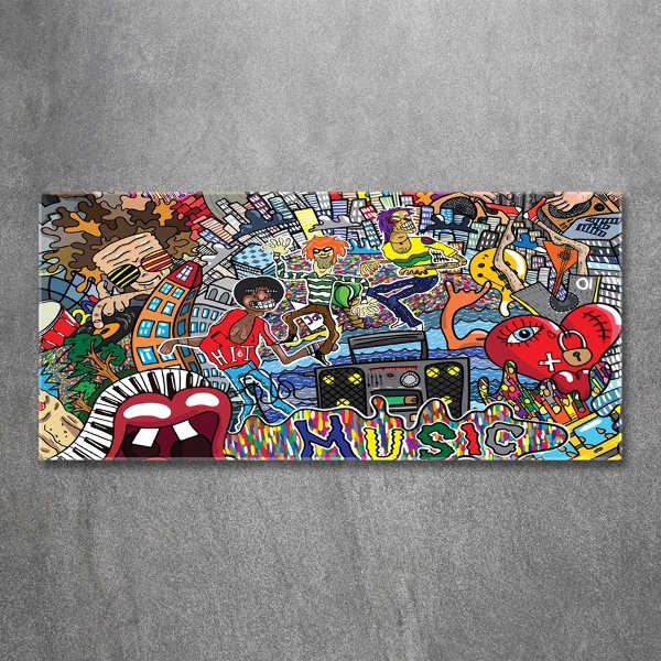 Cuadro decorativo de vidrio para salón horizontal Collage musical