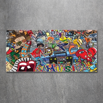 Cuadro decorativo de vidrio para salón horizontal Collage musical
