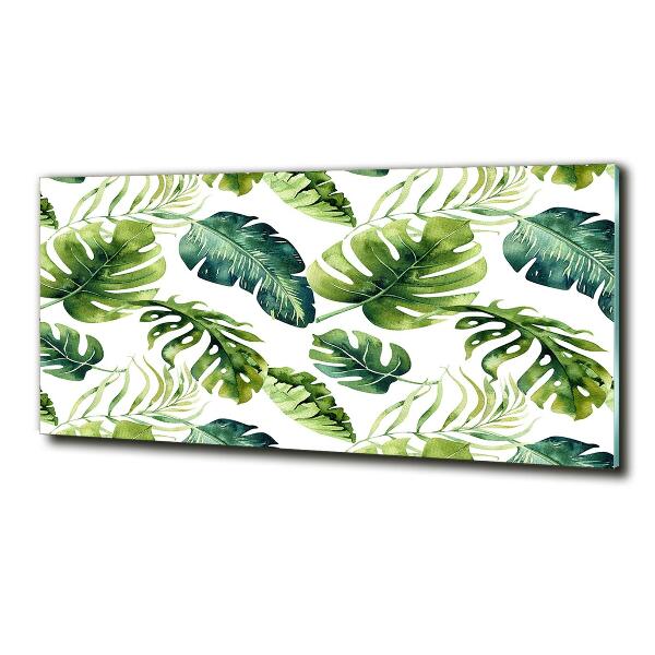 Cuadro de cristal templado moderno horizontal hojas tropicales