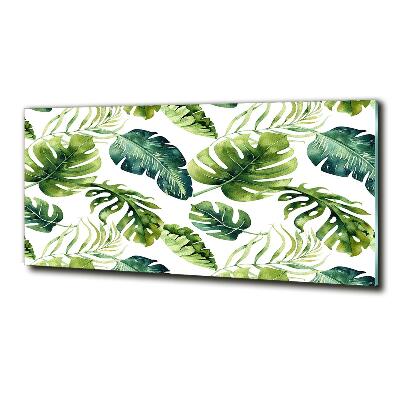 Cuadro de cristal templado moderno horizontal hojas tropicales