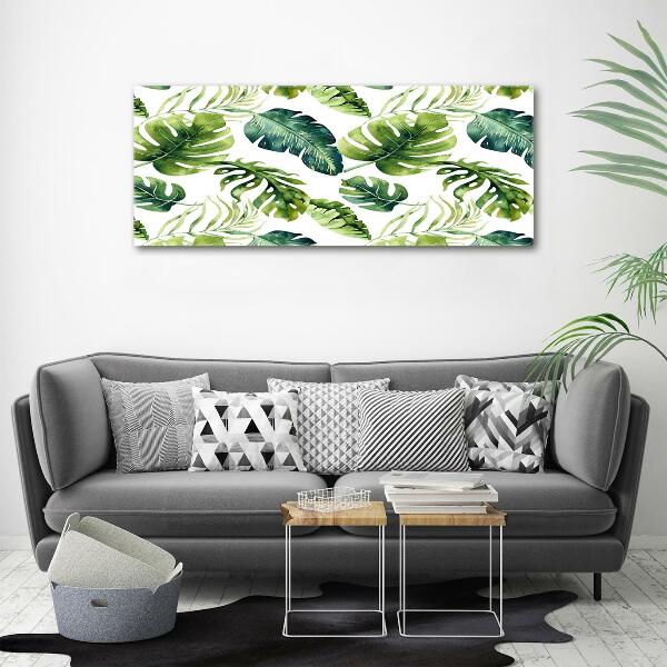 Cuadro de cristal templado moderno horizontal hojas tropicales
