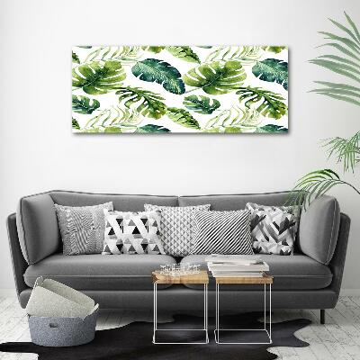 Cuadro de cristal templado moderno horizontal hojas tropicales