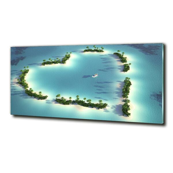 Foto en cristal de alta calidad con impresión uv horizontal Islas en forma de corazón
