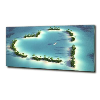 Foto en cristal de alta calidad con impresión uv horizontal Islas en forma de corazón