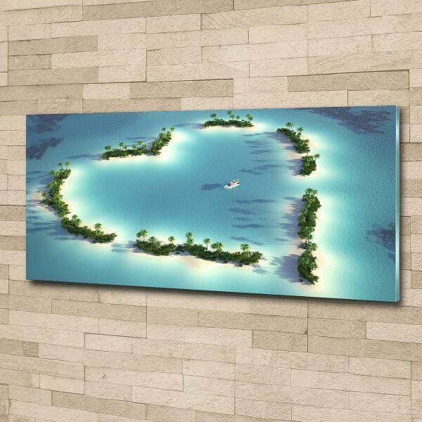 Foto en cristal de alta calidad con impresión uv horizontal Islas en forma de corazón