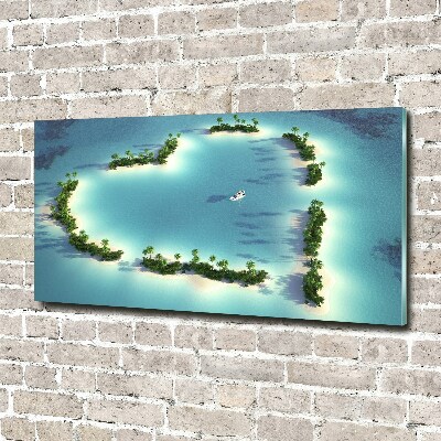 Foto en cristal de alta calidad con impresión uv horizontal Islas en forma de corazón