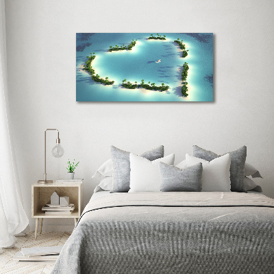 Foto en cristal de alta calidad con impresión uv horizontal Islas en forma de corazón