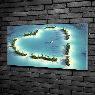 Foto en cristal de alta calidad con impresión uv horizontal Islas en forma de corazón