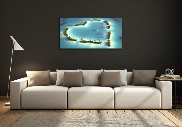 Foto en cristal de alta calidad con impresión uv horizontal Islas en forma de corazón