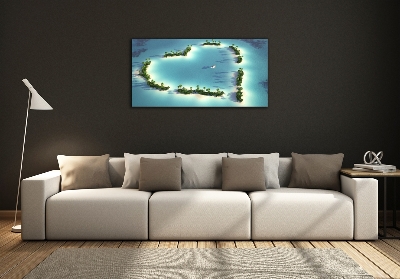 Foto en cristal de alta calidad con impresión uv horizontal Islas en forma de corazón