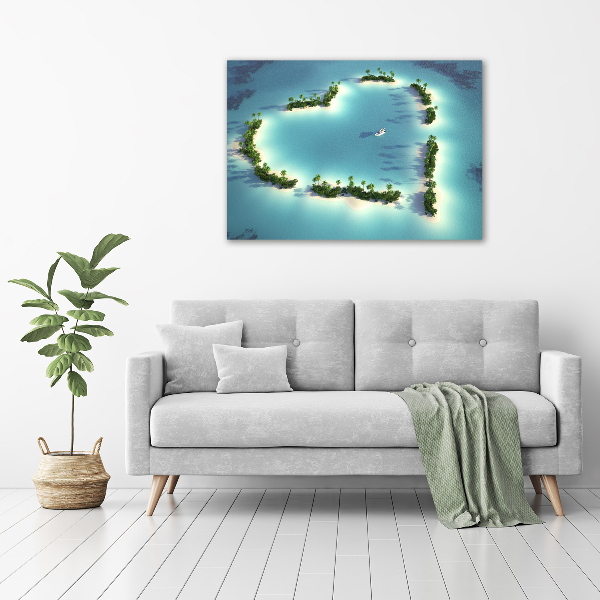 Foto en cristal de alta calidad con impresión uv horizontal Islas en forma de corazón