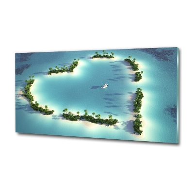 Foto en cristal de alta calidad con impresión uv horizontal Islas en forma de corazón