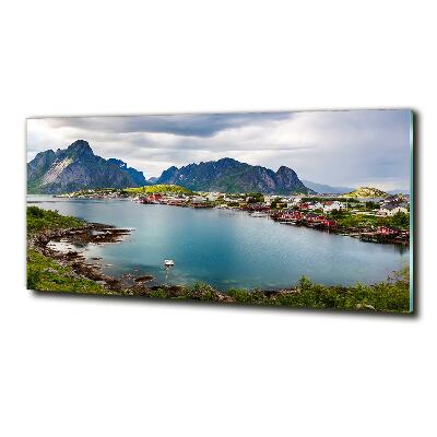Impresión en cristal con acabado brillante horizontal Lofoten en Noruega