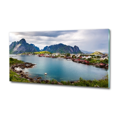 Impresión en cristal con acabado brillante horizontal Lofoten en Noruega