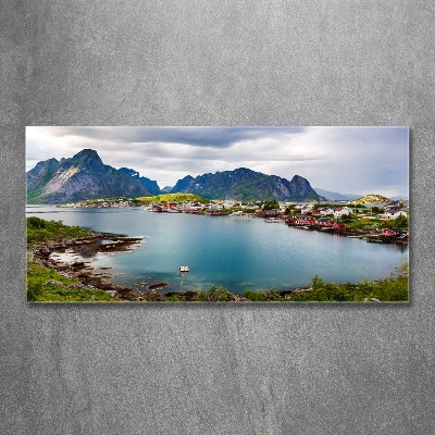 Impresión en cristal con acabado brillante horizontal Lofoten en Noruega