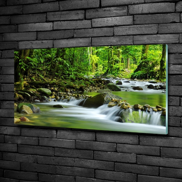 Cuadro decorativo de vidrio para salón horizontal arroyo de montaña