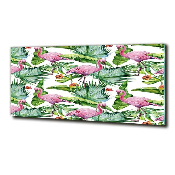 Foto en cristal de alta calidad con impresión uv horizontal Plantas de flamencos