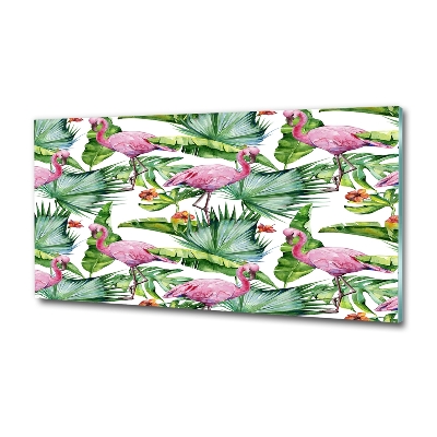 Foto en cristal de alta calidad con impresión uv horizontal Plantas de flamencos