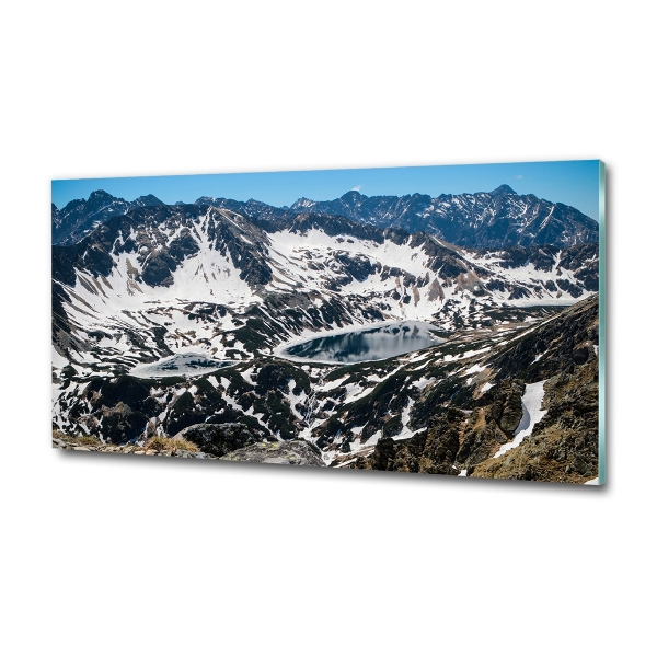 Foto en cristal de alta calidad con impresión uv horizontal Lago en los montes Tatra