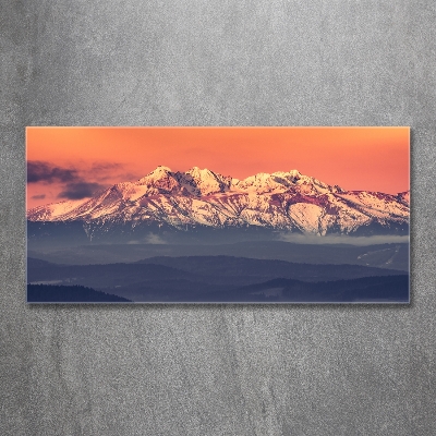 Impresión en cristal con acabado brillante horizontal Amanecer en los montes Tatra