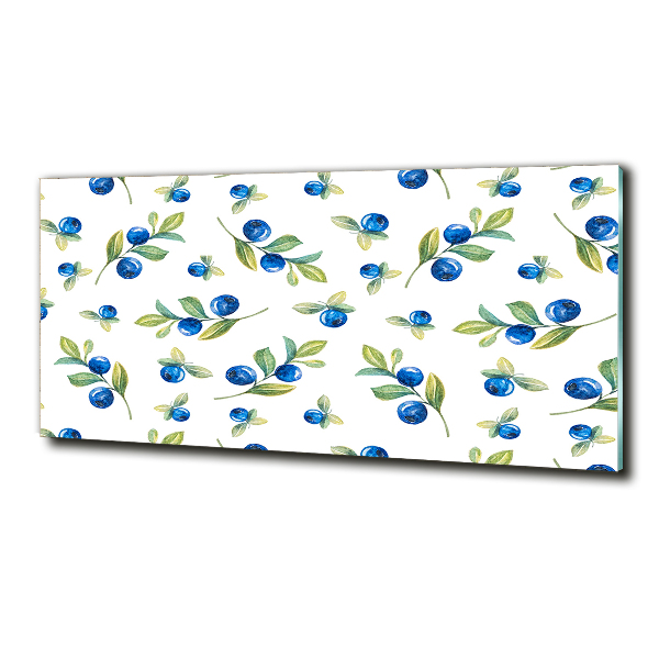 Cuadro decorativo de vidrio para salón horizontal Arándanos