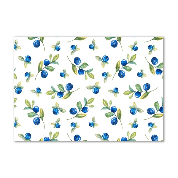 Cuadro decorativo de vidrio para salón horizontal Arándanos
