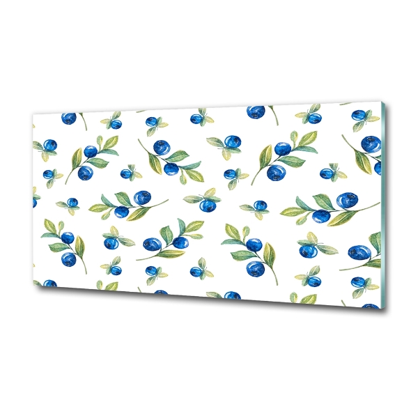 Cuadro decorativo de vidrio para salón horizontal Arándanos