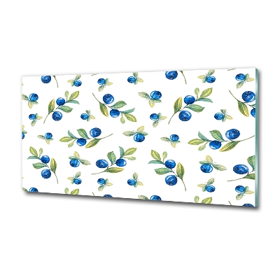 Cuadro decorativo de vidrio para salón horizontal Arándanos