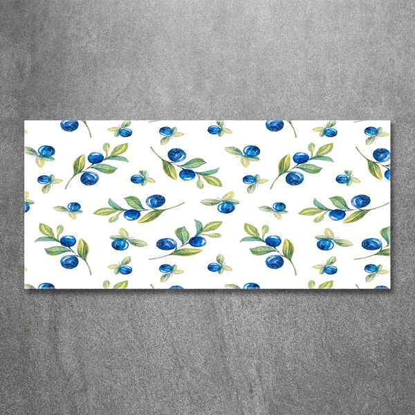 Cuadro decorativo de vidrio para salón horizontal Arándanos