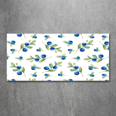 Cuadro decorativo de vidrio para salón horizontal Arándanos