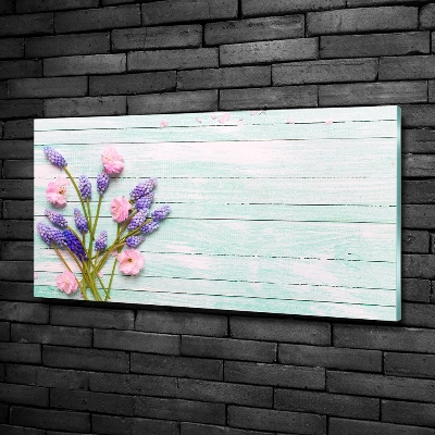 Foto en cristal de alta calidad con impresión uv horizontal Lavanda sobre madera