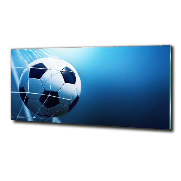 Impresión en cristal con acabado brillante horizontal El balón está en la portería.