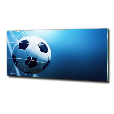 Impresión en cristal con acabado brillante horizontal El balón está en la portería.