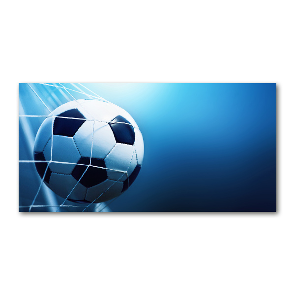 Impresión en cristal con acabado brillante horizontal El balón está en la portería.