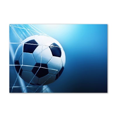 Impresión en cristal con acabado brillante horizontal El balón está en la portería.