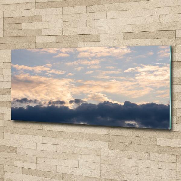 Cuadro decorativo de vidrio para salón horizontal Nubes en el cielo