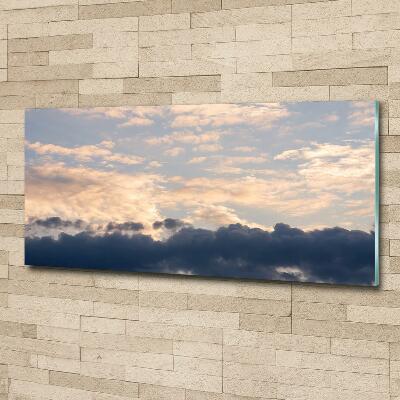 Cuadro decorativo de vidrio para salón horizontal Nubes en el cielo
