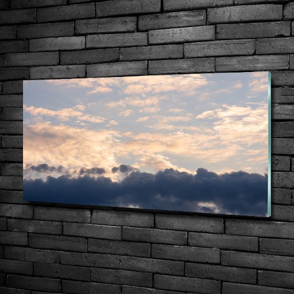 Cuadro decorativo de vidrio para salón horizontal Nubes en el cielo