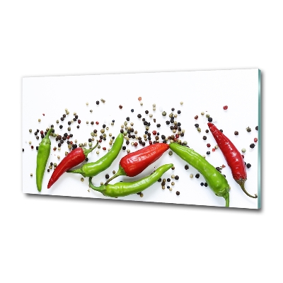 Cuadro decorativo de vidrio para salón horizontal chiles