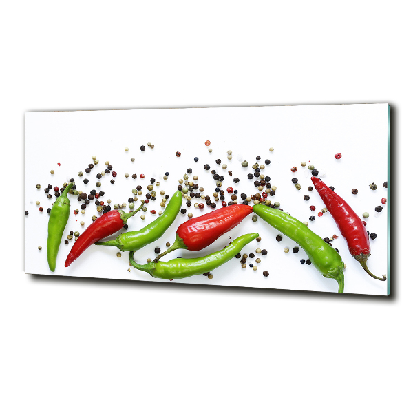 Cuadro decorativo de vidrio para salón horizontal chiles