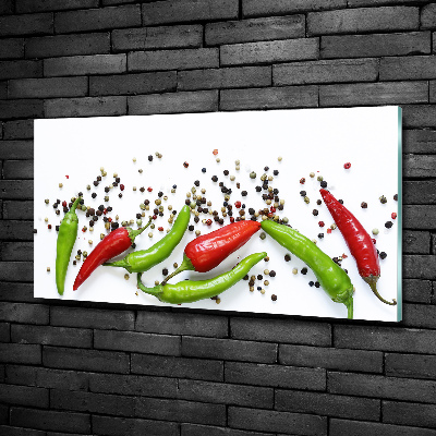 Cuadro decorativo de vidrio para salón horizontal chiles