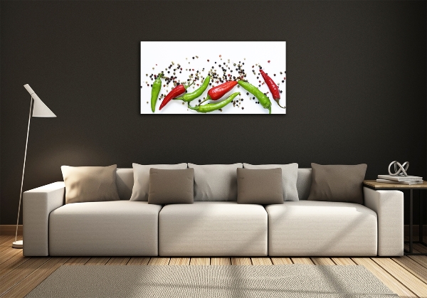 Cuadro decorativo de vidrio para salón horizontal chiles